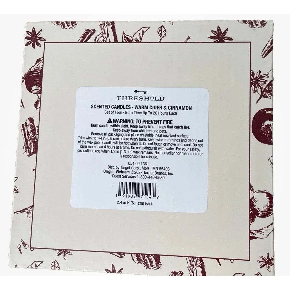 Apple Shape Candles Warm Cider & Cinnamon Scent Threshold set of‎ 4 Cozy NEW